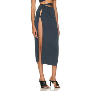 JACQUEMUS La Jupe Espelho Skirt in Navy XLarge New Womens Midi Jersey